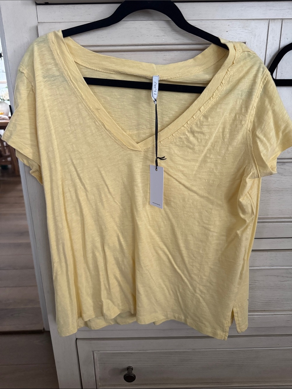 Z Supply Light Yellow V-Neck Short Sleeve Tee